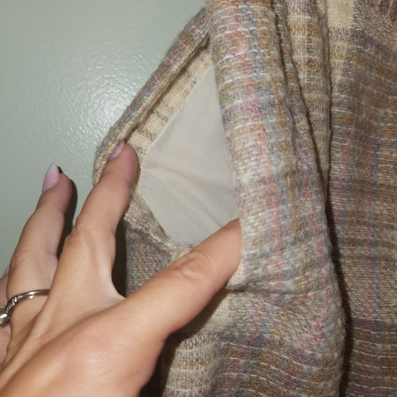 Ms. Jennifer Canada Size 14 Plaid Cream and Brown Women's Skirt - Picture 6 of 10